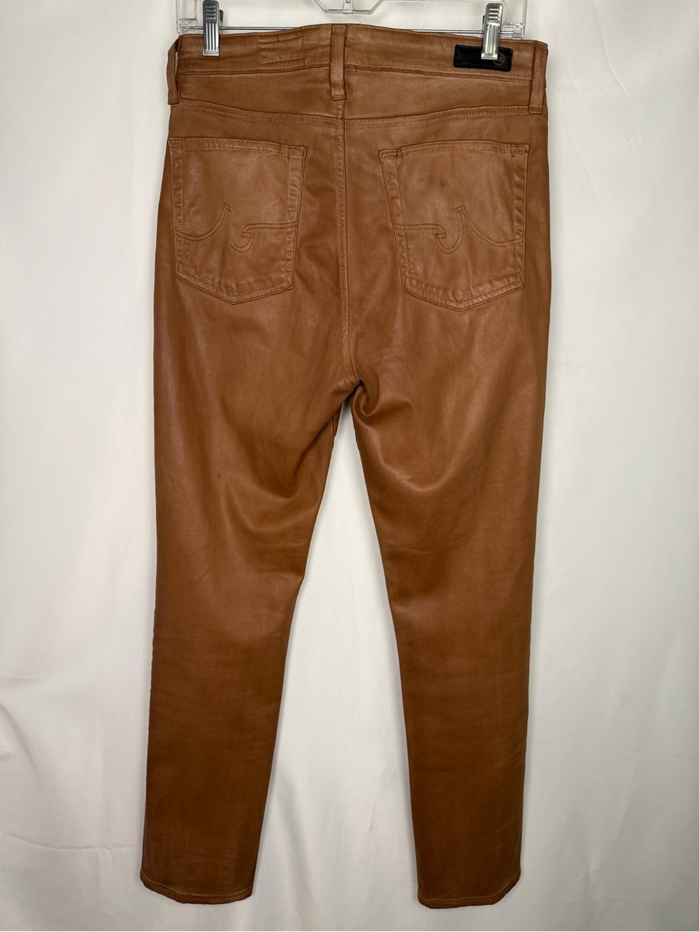AG Jeans “Mari” Coated Brown High Rise Slim Straight Jeans 30 - Picture 6 of 11
